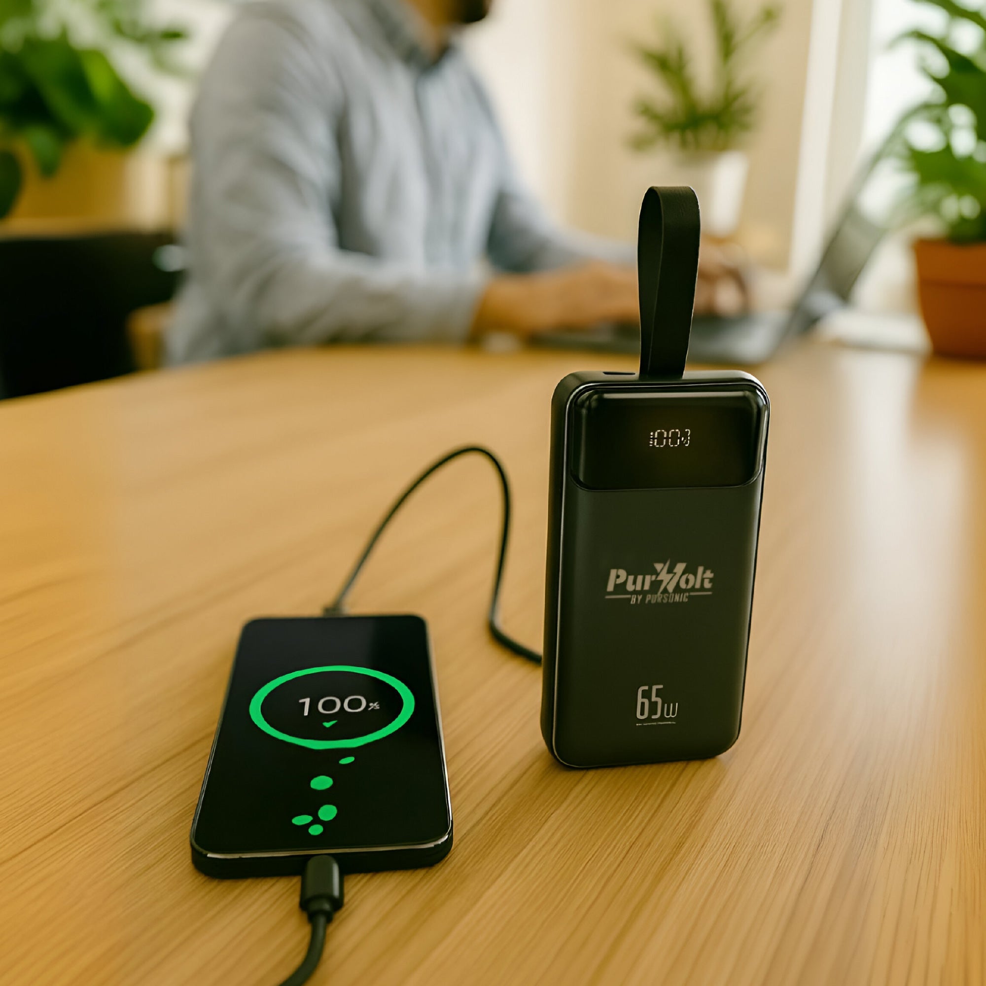 Pursonic Power Anywhere Bundle – PurVolt 40,000mAh Power Bank + LED Fast Charging Power Bank with Built-in Cables