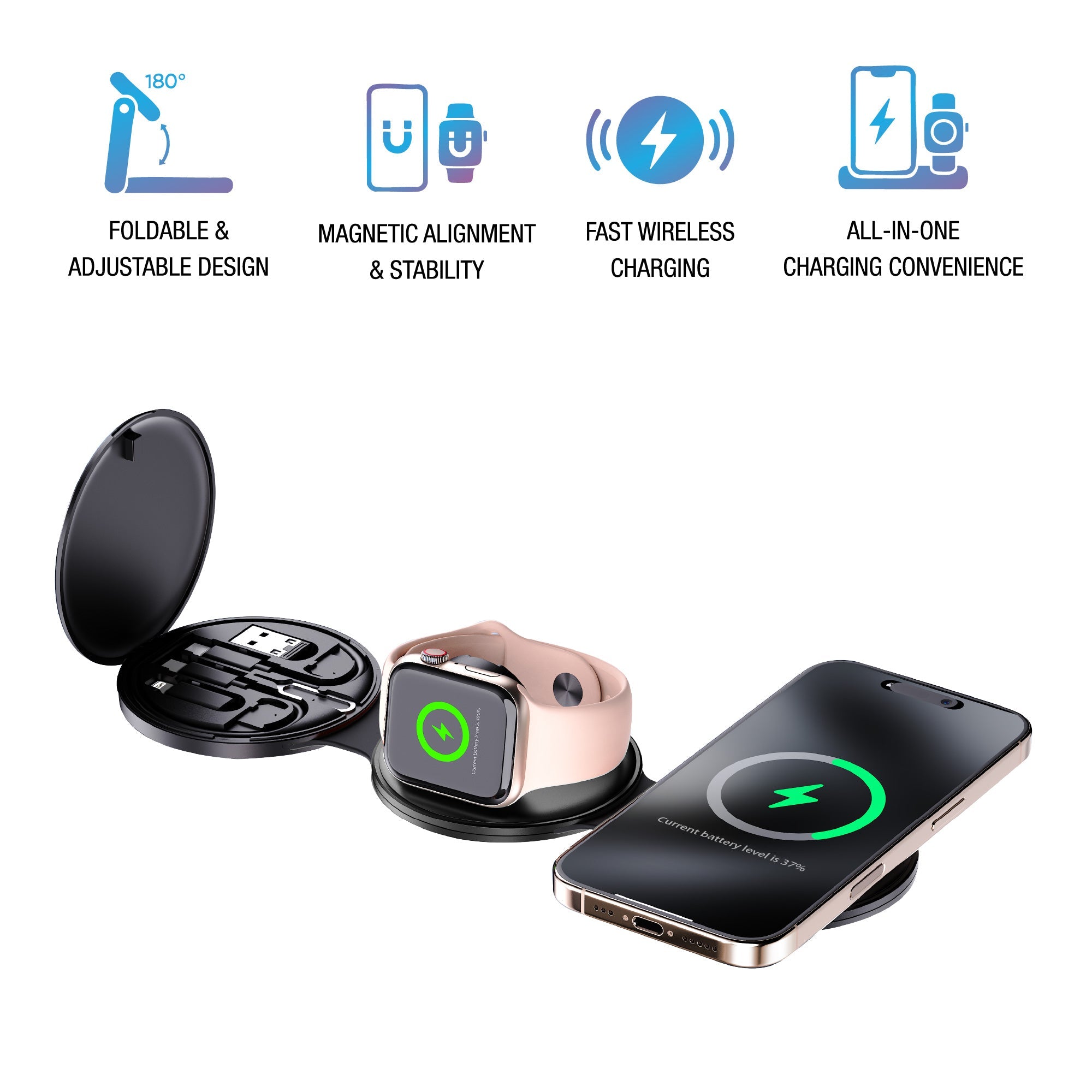 Pursonic 5-in-1 Folding Wireless Charging Station – Power Everything, All at Once